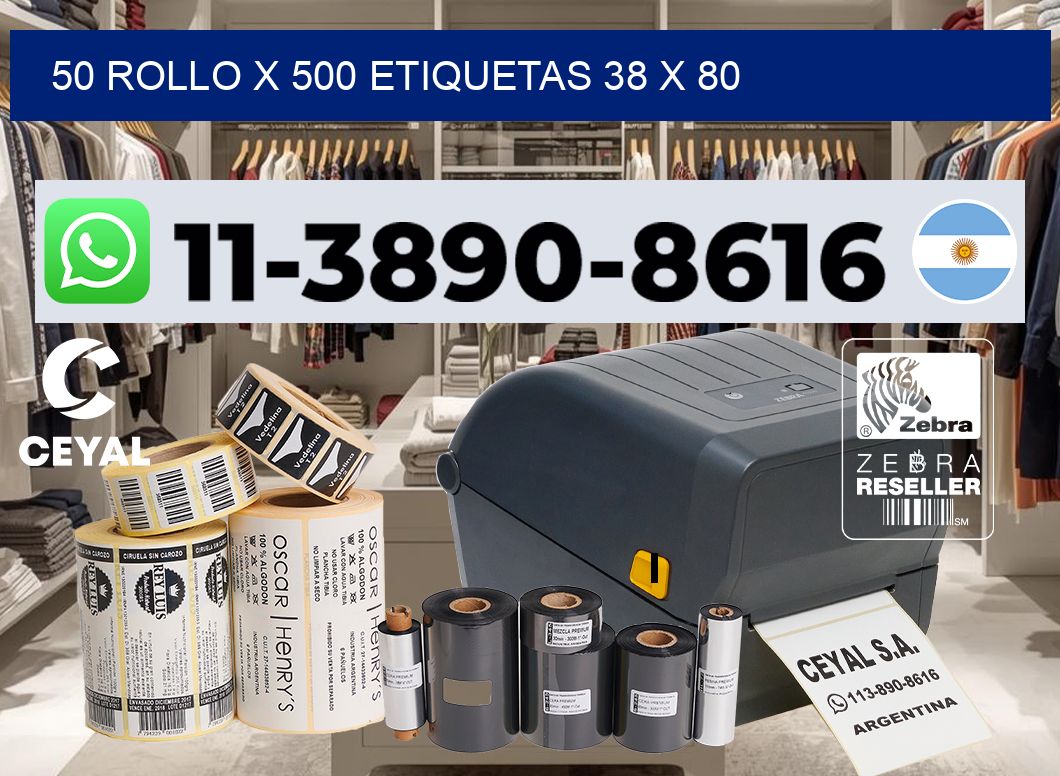 50 rollo x 500 etiquetas 38 x 80