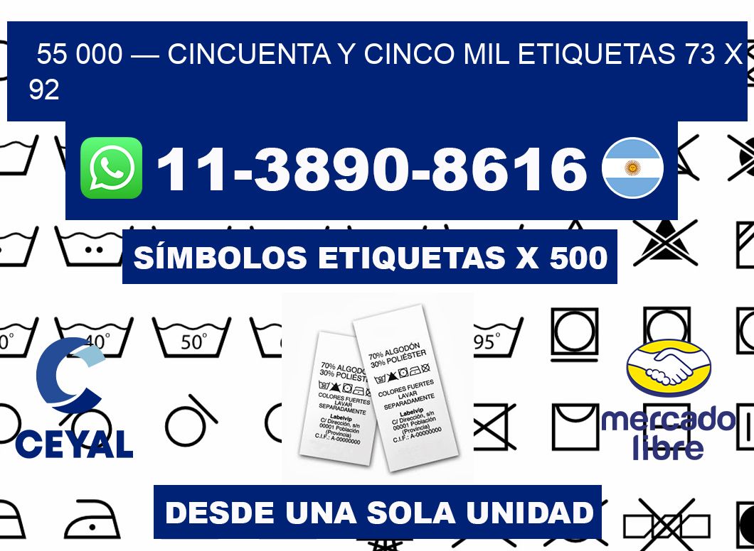 55 000 — cincuenta y cinco mil etiquetas 73 x 92