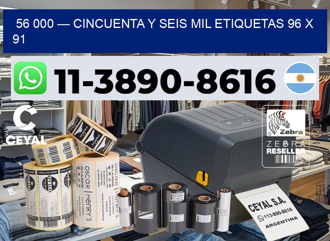 56 000 — cincuenta y seis mil etiquetas 96 x 91