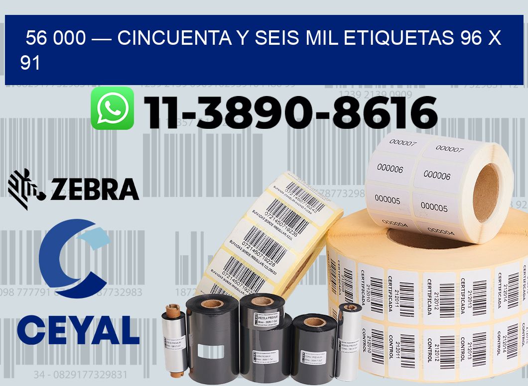 56 000 — cincuenta y seis mil etiquetas 96 x 91