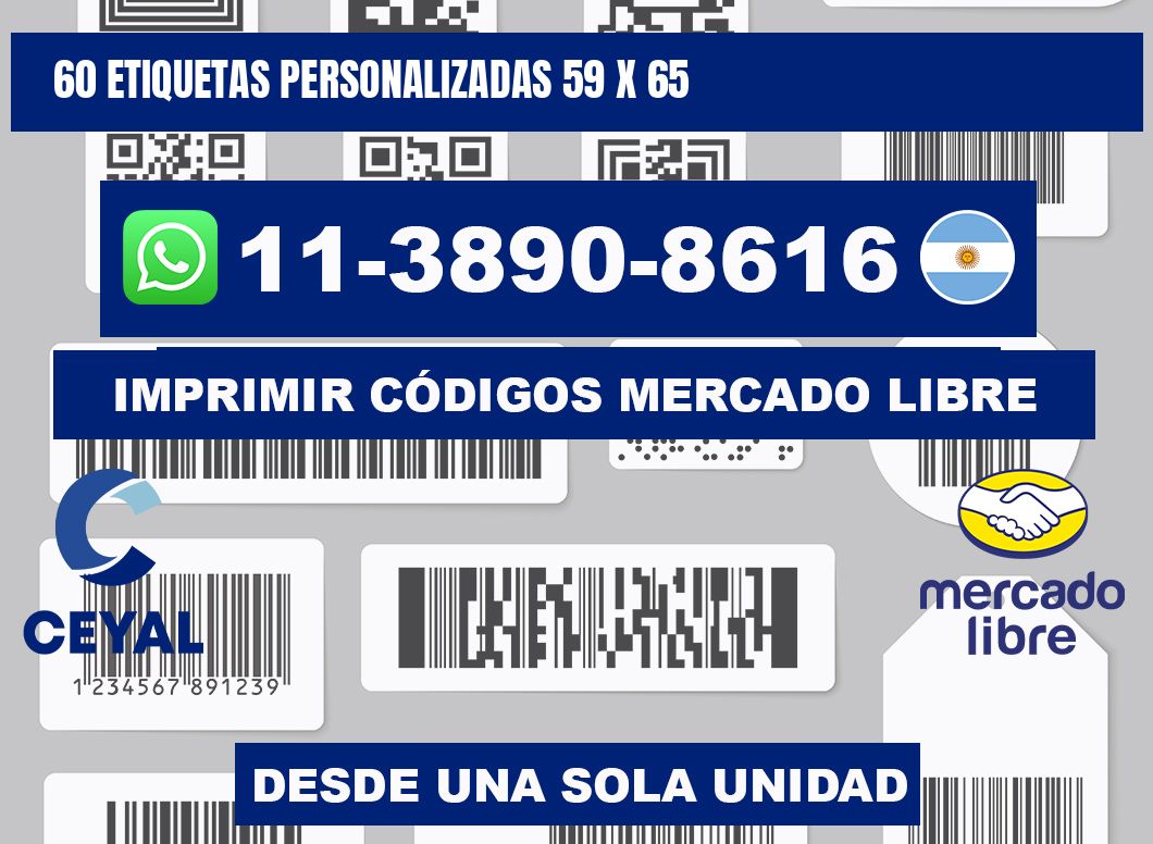60 ETIQUETAS PERSONALIZADAS 59 x 65