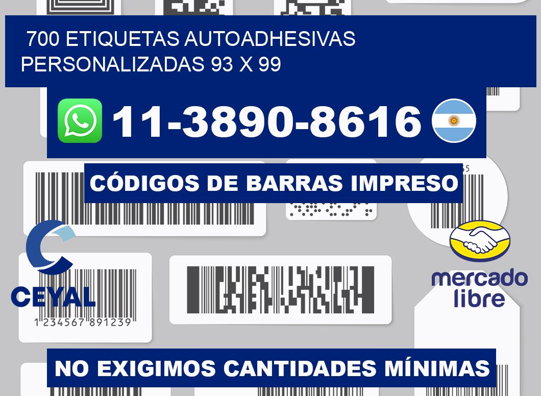 700 Etiquetas autoadhesivas personalizadas 93 x 99