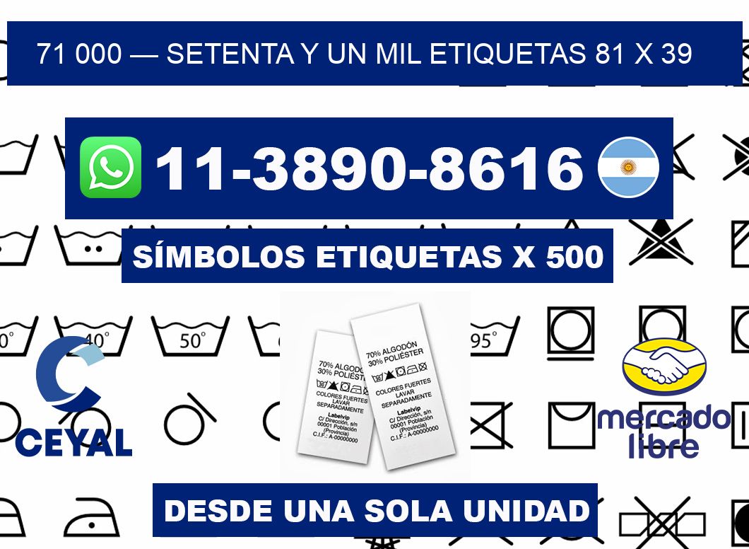 71 000 — setenta y un mil etiquetas 81 x 39