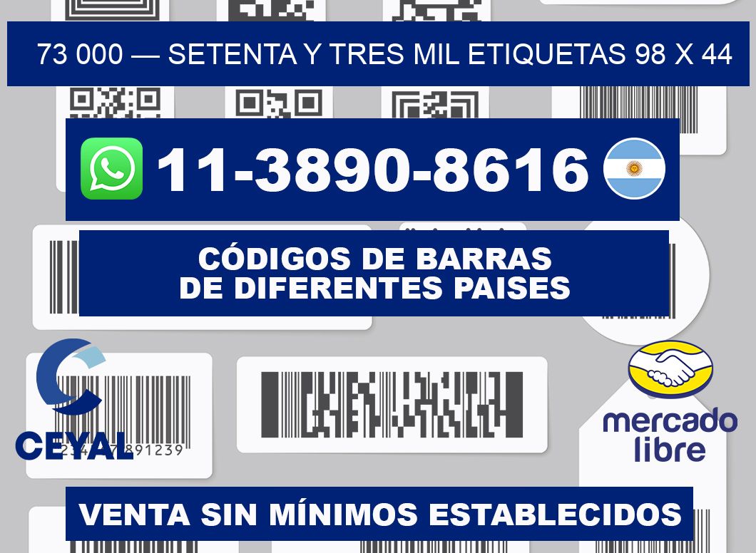 73 000 — setenta y tres mil etiquetas 98 x 44