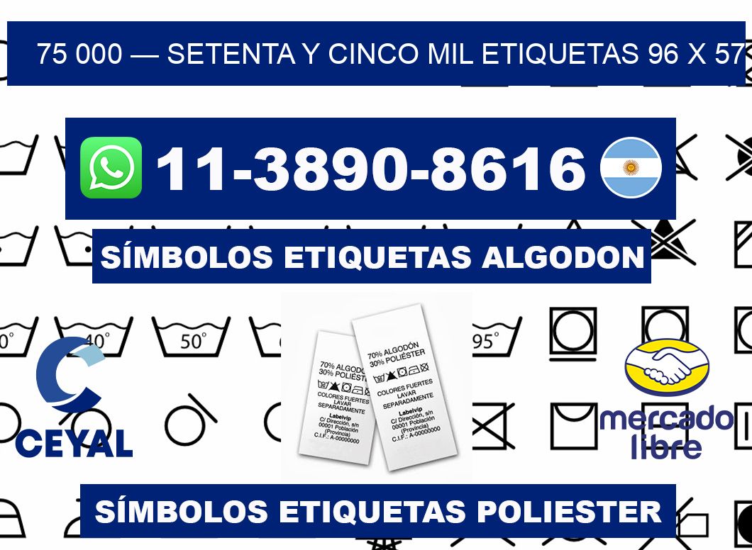 75 000 — setenta y cinco mil etiquetas 96 x 57