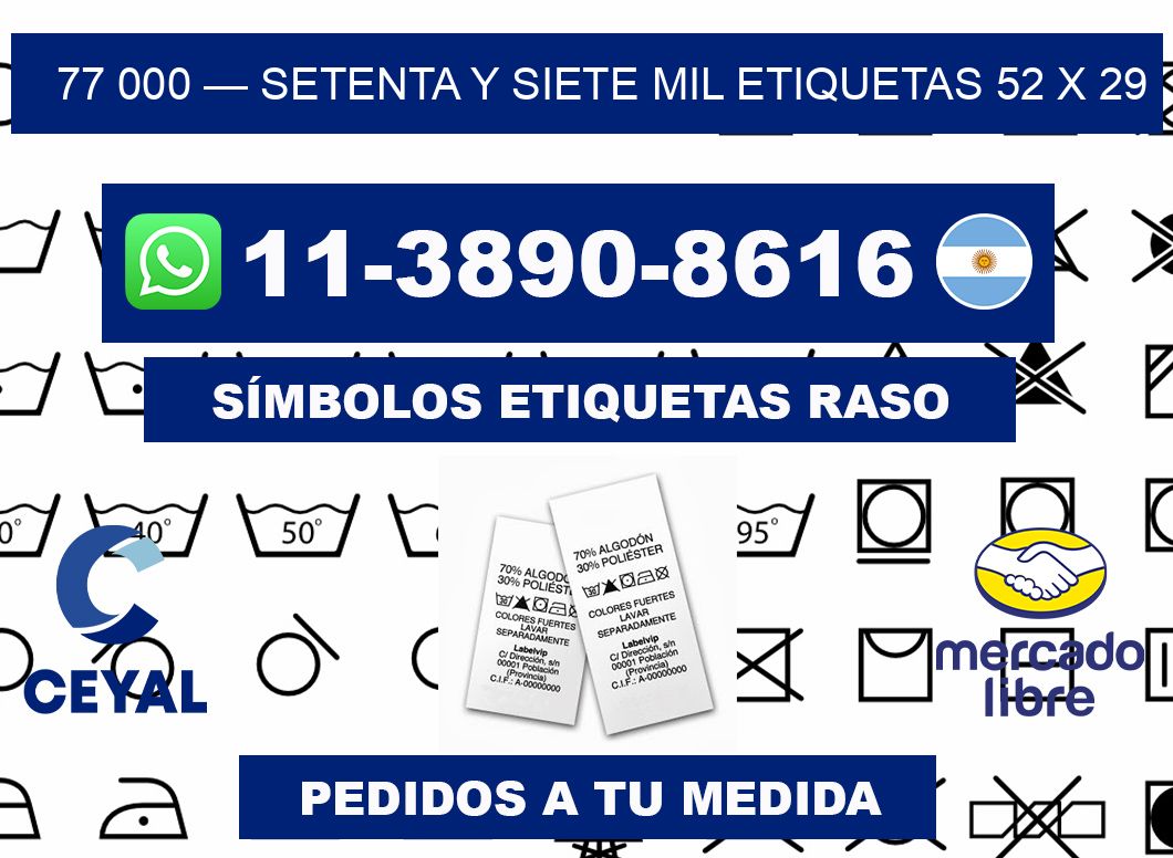77 000 — setenta y siete mil etiquetas 52 x 29