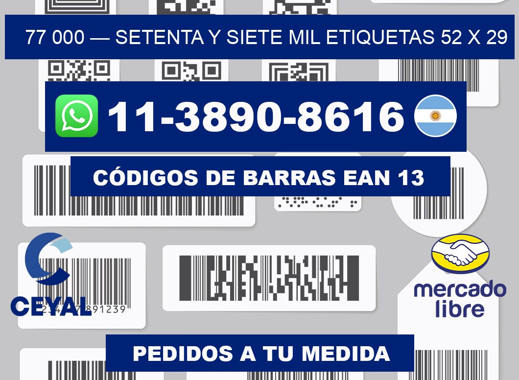 77 000 — setenta y siete mil etiquetas 52 x 29