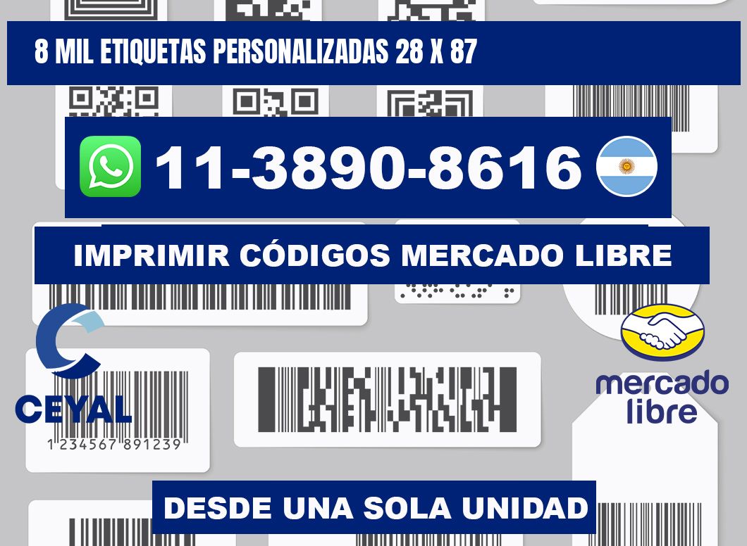 8 mil etiquetas personalizadas 28 x 87