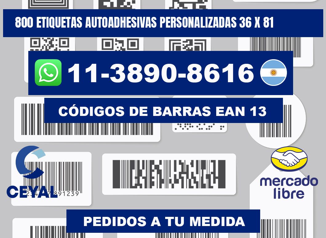 800 Etiquetas autoadhesivas personalizadas 36 x 81