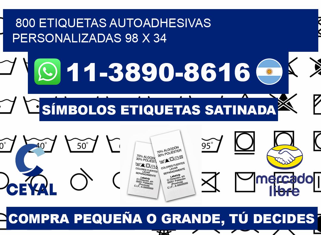 800 Etiquetas autoadhesivas personalizadas 98 x 34