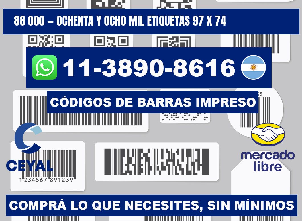 88 000 — ochenta y ocho mil etiquetas 97 x 74