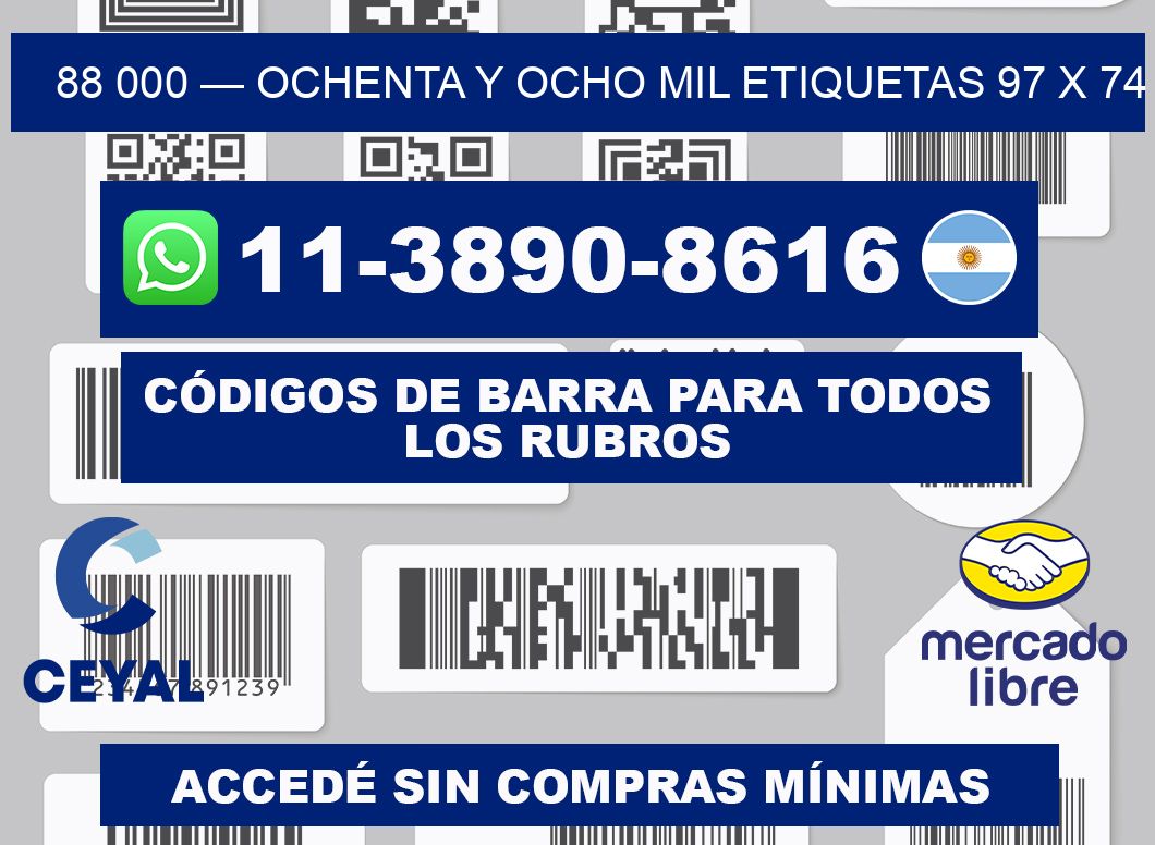 88 000 — ochenta y ocho mil etiquetas 97 x 74