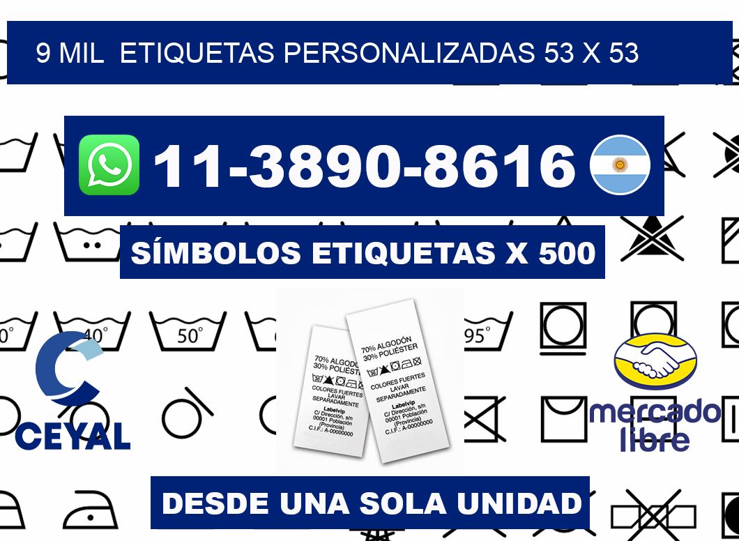 9 mil  etiquetas personalizadas 53 x 53