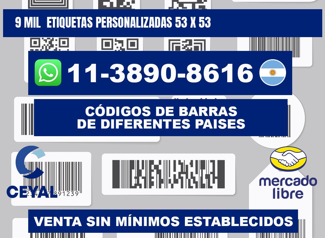 9 mil  etiquetas personalizadas 53 x 53