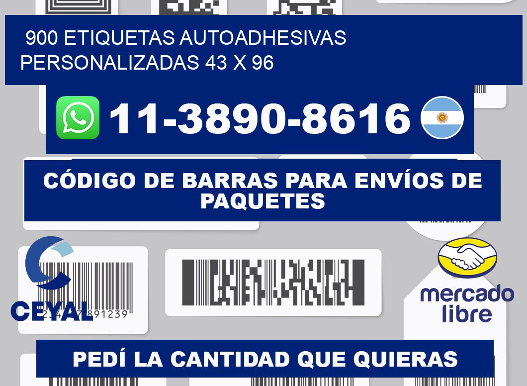 900 Etiquetas autoadhesivas personalizadas 43 x 96