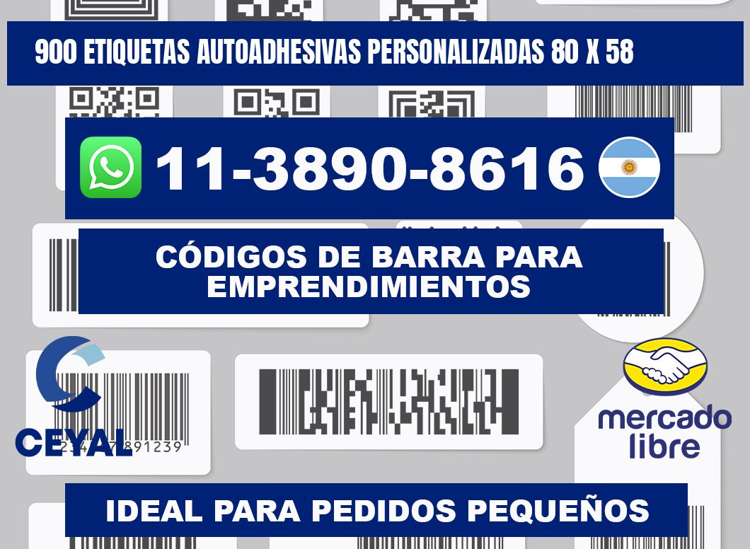 900 Etiquetas autoadhesivas personalizadas 80 x 58