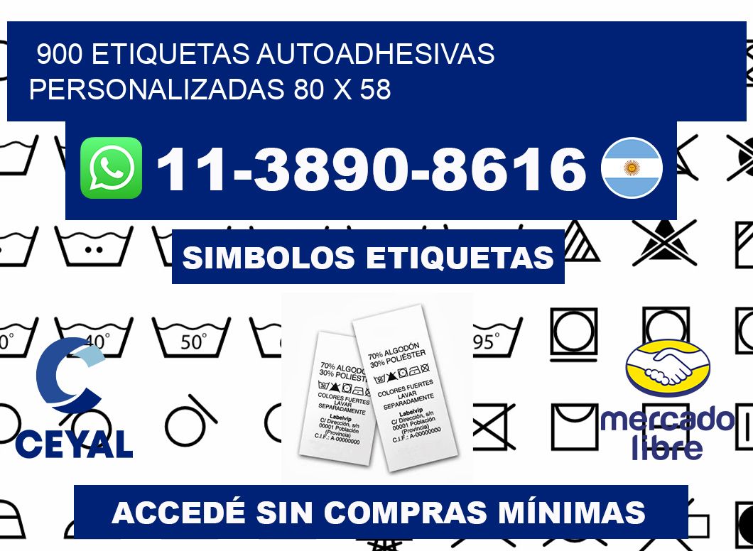 900 Etiquetas autoadhesivas personalizadas 80 x 58