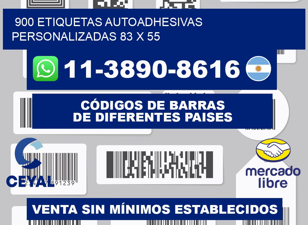 900 Etiquetas autoadhesivas personalizadas 83 x 55
