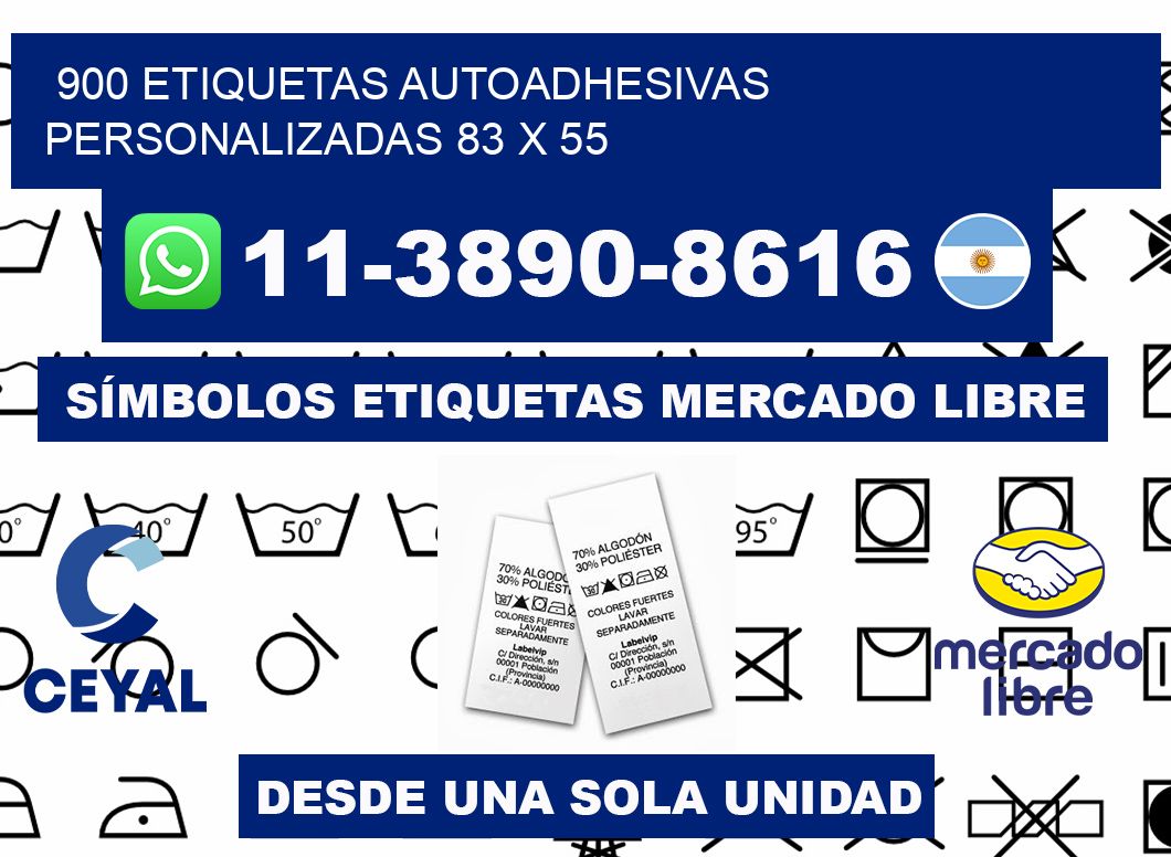 900 Etiquetas autoadhesivas personalizadas 83 x 55