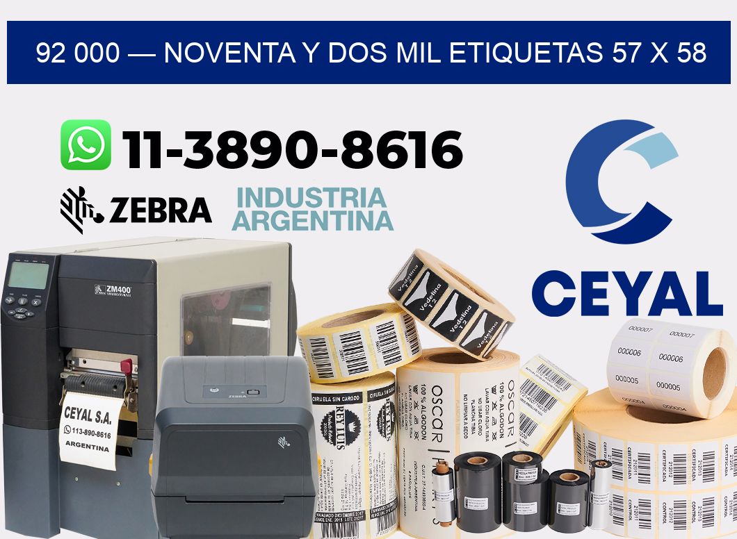 92 000 — noventa y dos mil etiquetas 57 x 58