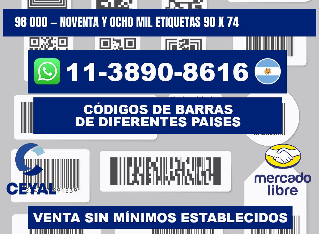 98 000 — noventa y ocho mil etiquetas 90 x 74