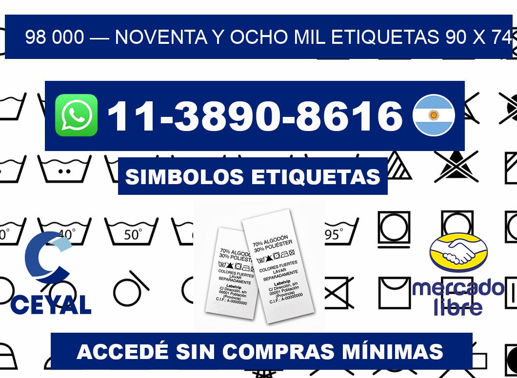 98 000 — noventa y ocho mil etiquetas 90 x 74