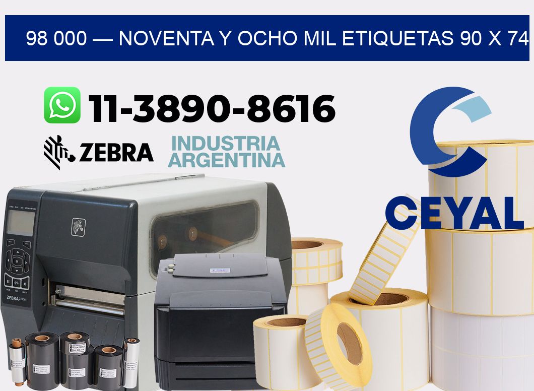 98 000 — noventa y ocho mil etiquetas 90 x 74