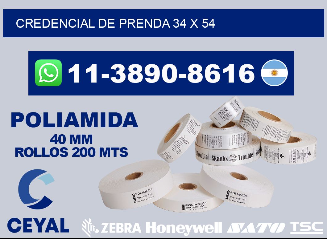 Credencial de prenda 34 x 54