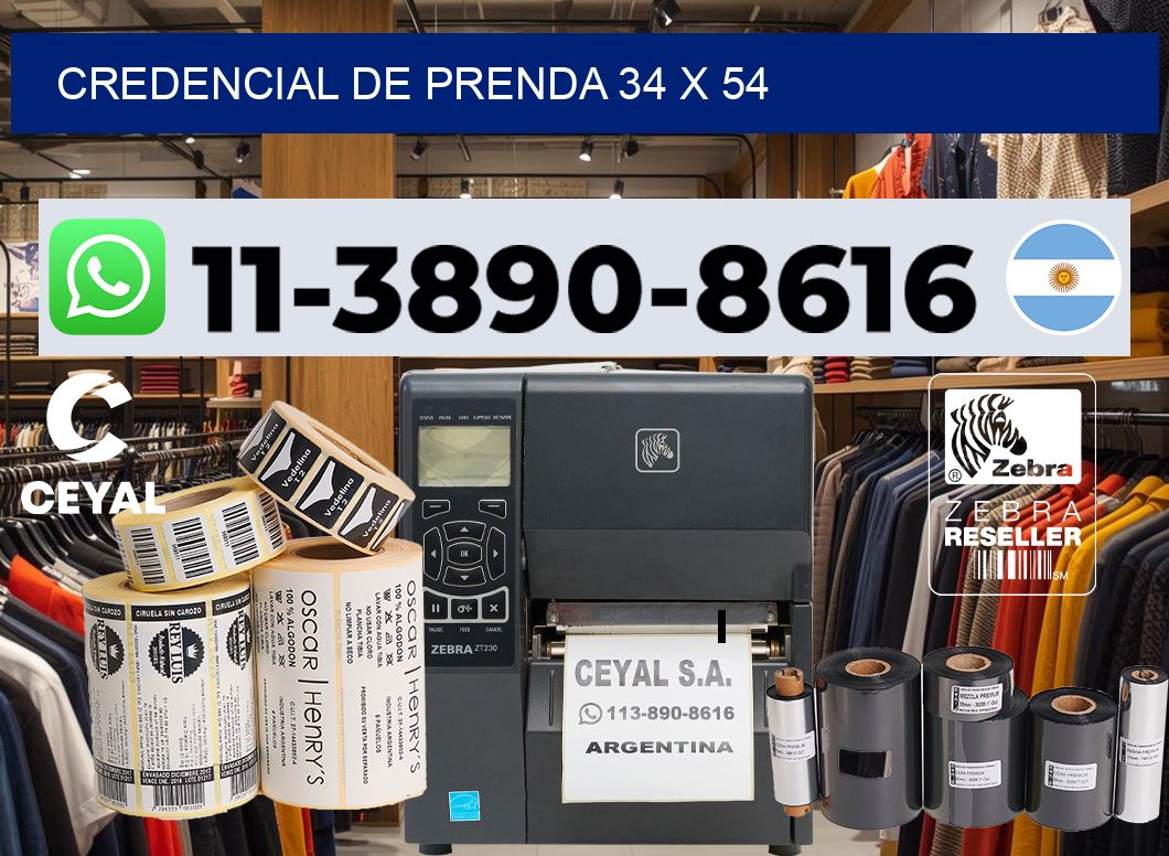 Credencial de prenda 34 x 54