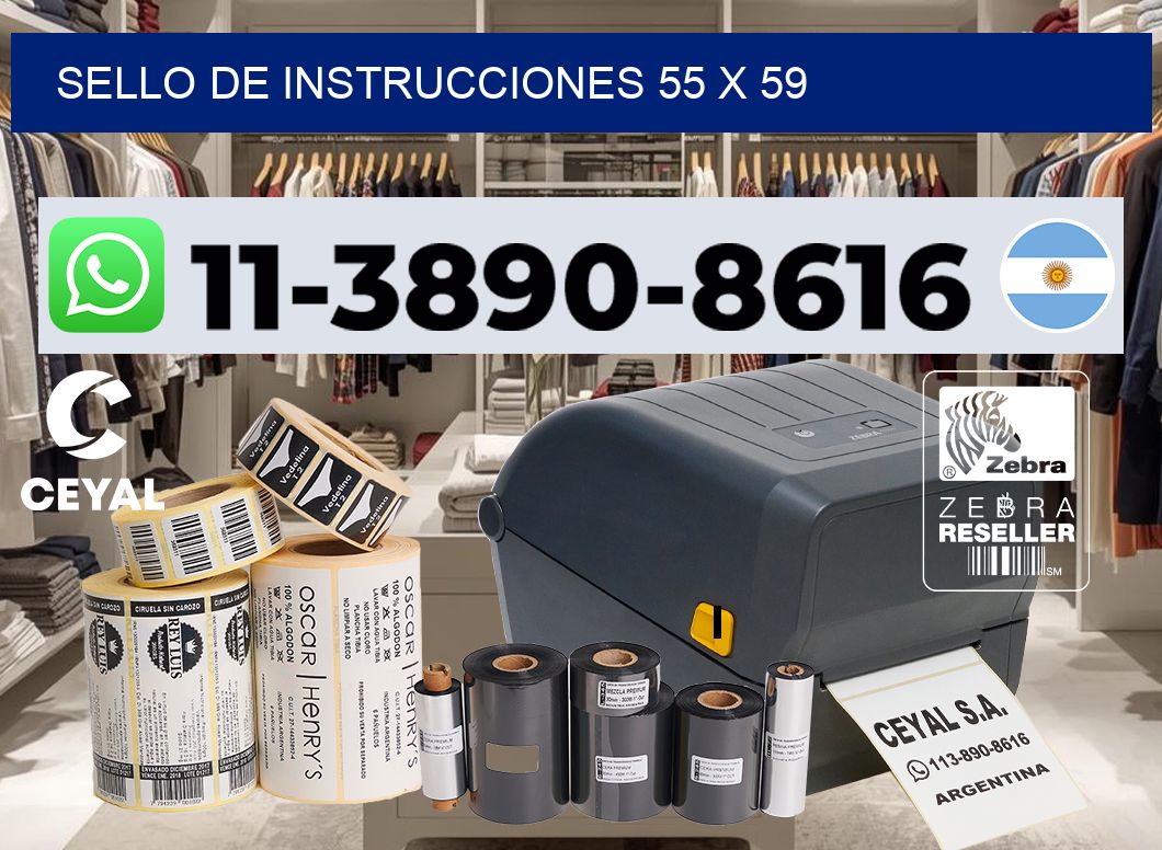 Sello de instrucciones 55 x 59