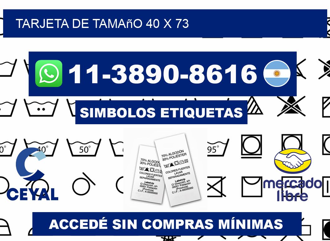 Tarjeta de tamaño 40 x 73