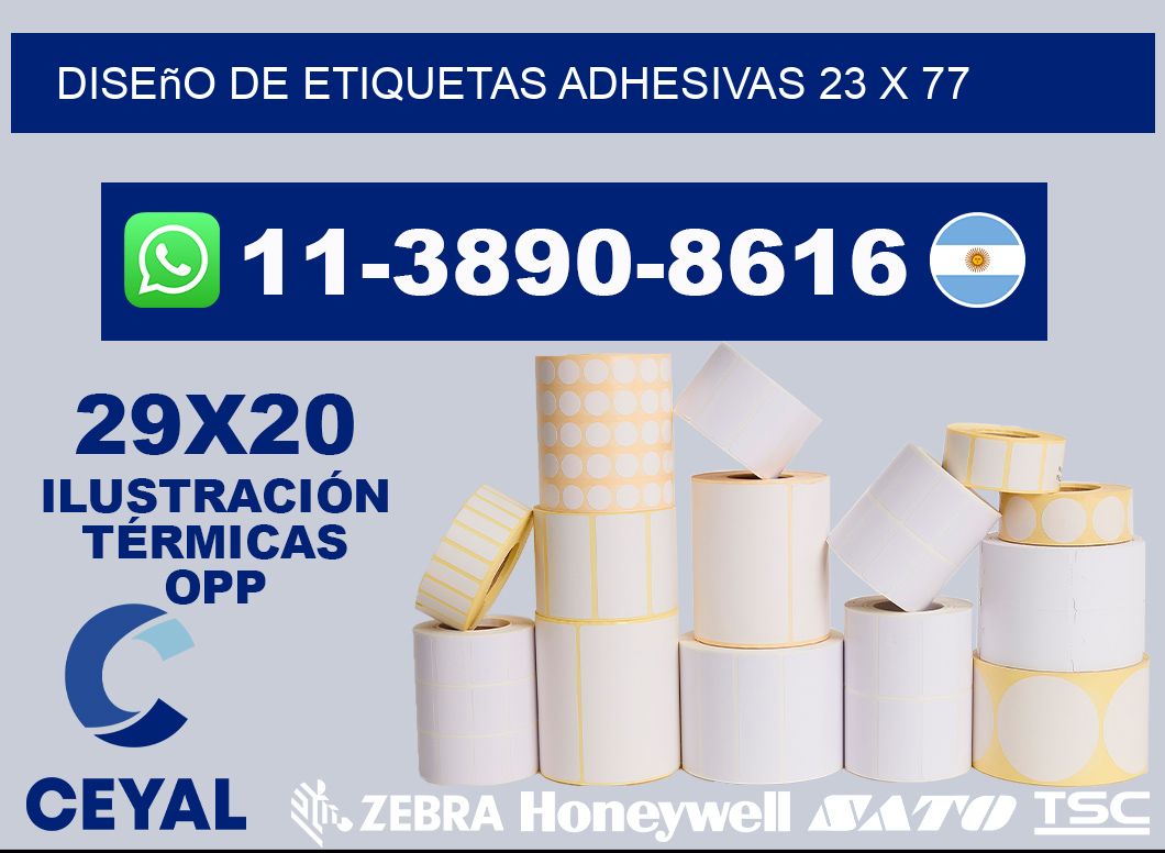 diseño de etiquetas adhesivas 23 x 77