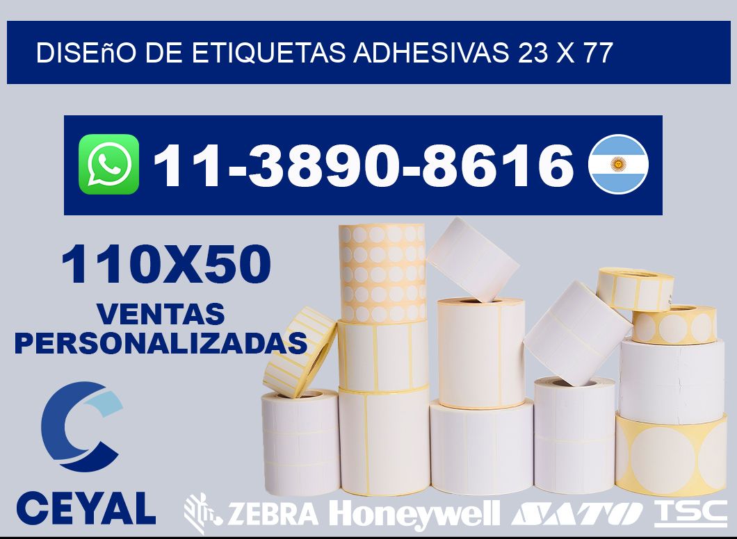 diseño de etiquetas adhesivas 23 x 77
