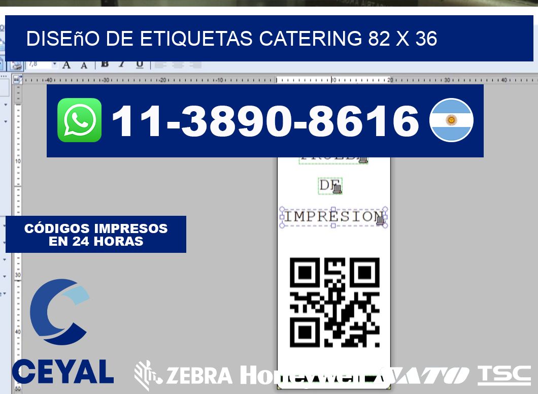 diseño de etiquetas catering 82 x 36