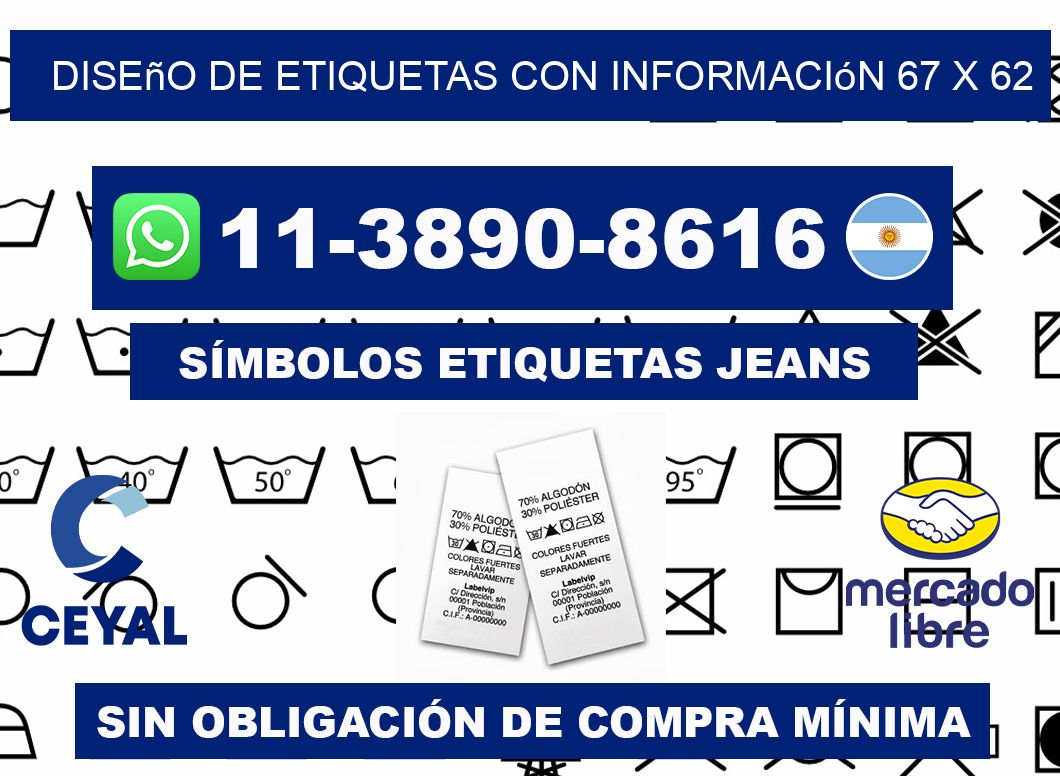 diseño de etiquetas con información 67 x 62