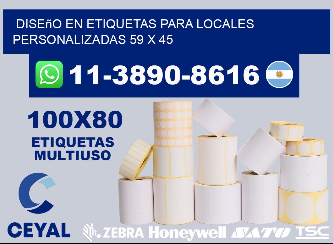 diseño en etiquetas para locales personalizadas 59 x 45