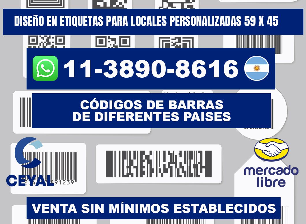 diseño en etiquetas para locales personalizadas 59 x 45