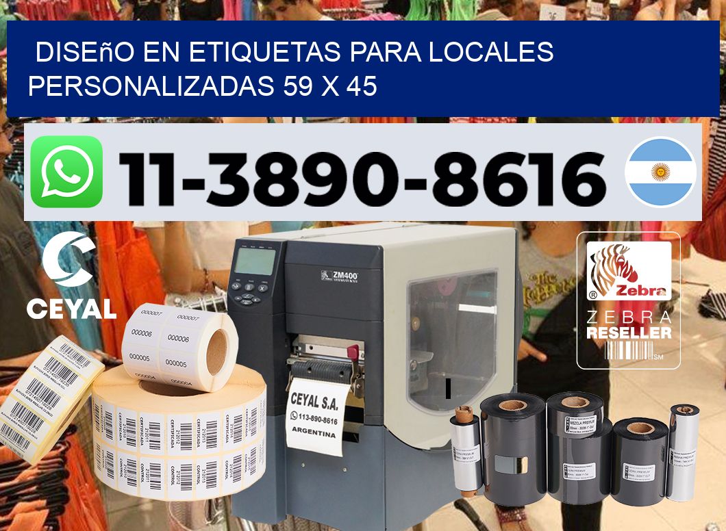 diseño en etiquetas para locales personalizadas 59 x 45