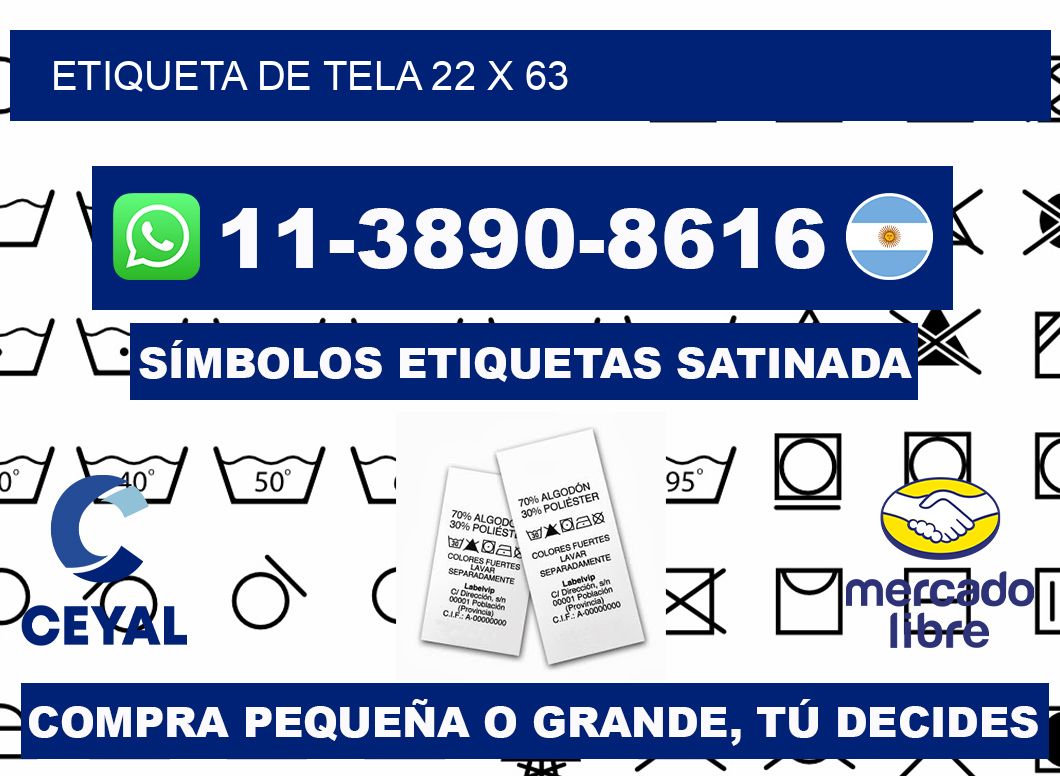 etiqueta de tela 22 x 63