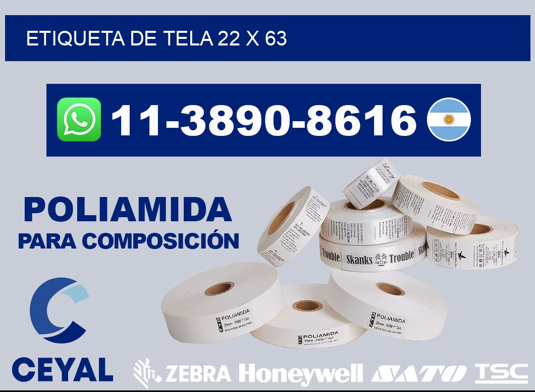 etiqueta de tela 22 x 63