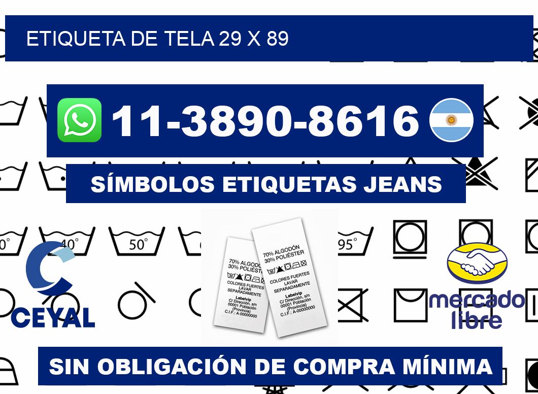 etiqueta de tela 29 x 89