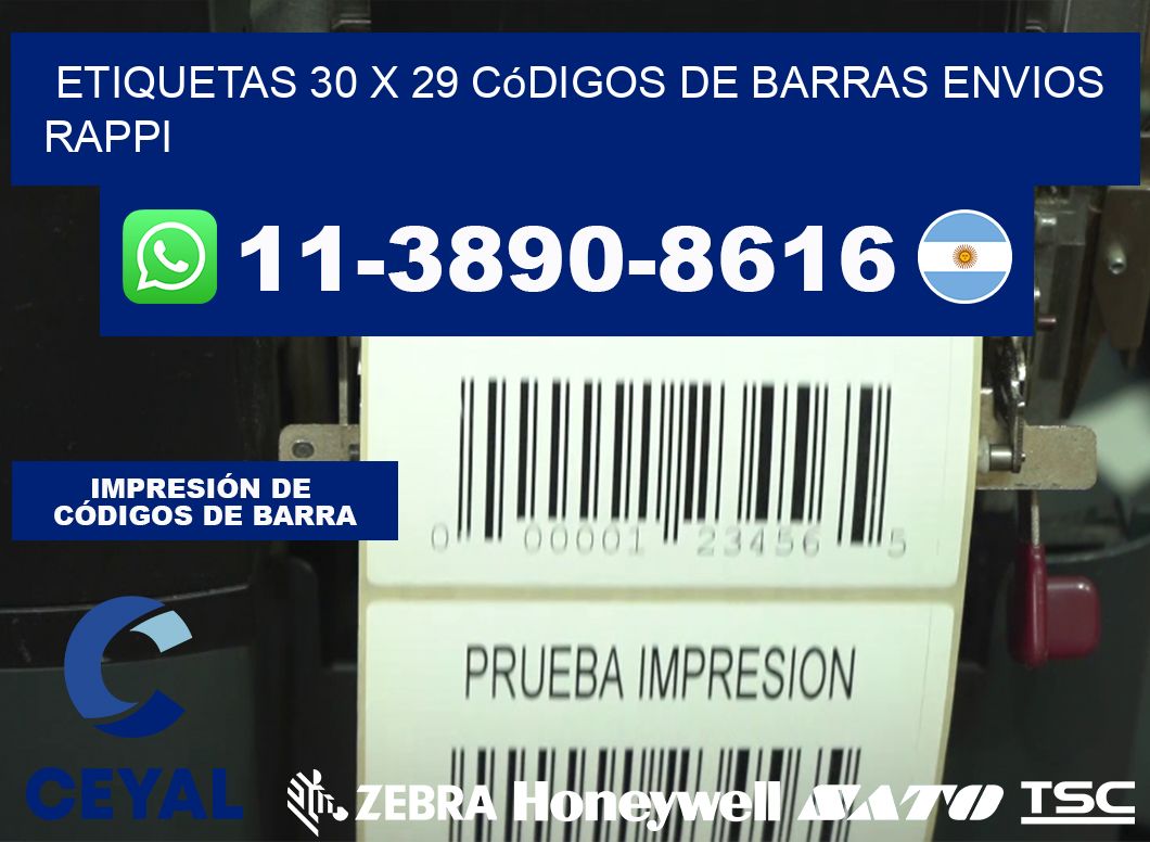 etiquetas 30 x 29 códigos de barras envios rappi