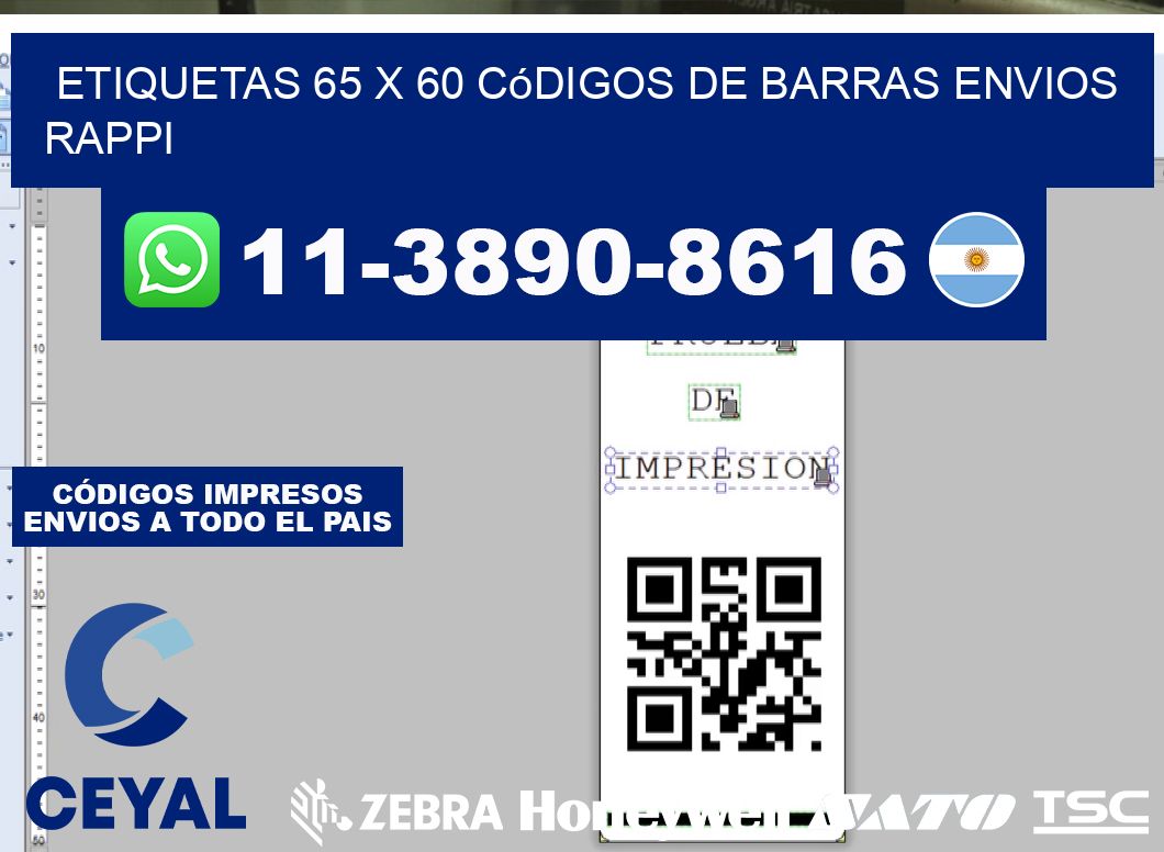 etiquetas 65 x 60 códigos de barras envios rappi