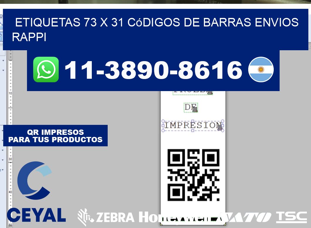 etiquetas 73 x 31 códigos de barras envios rappi