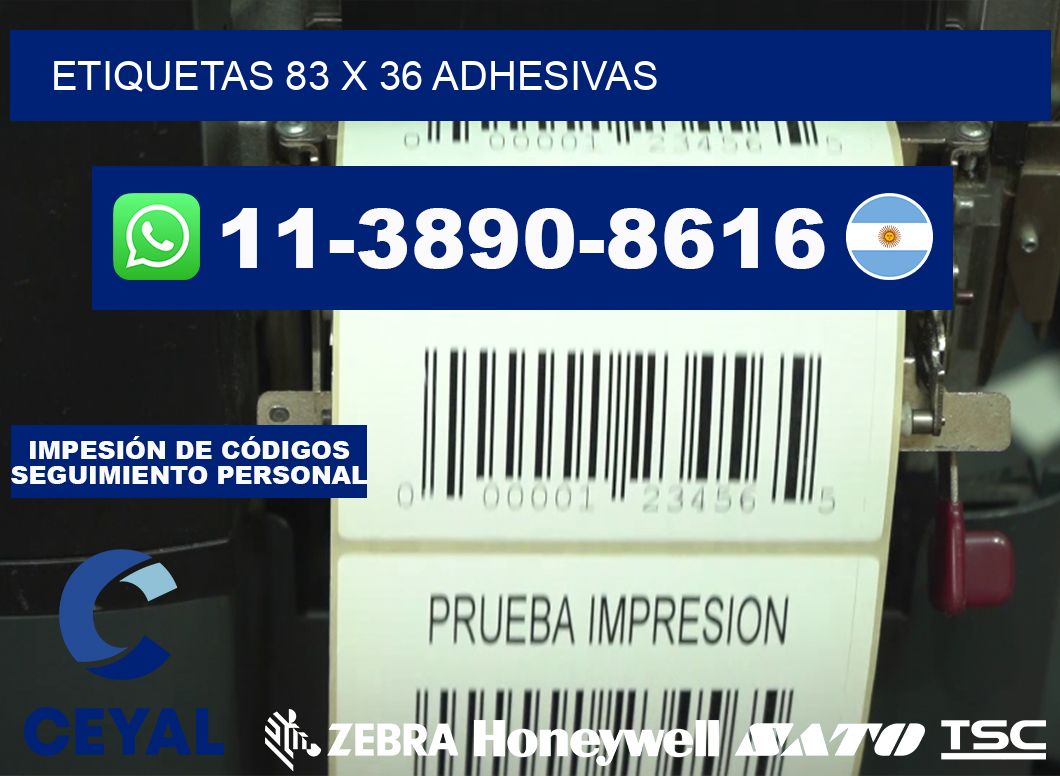 etiquetas 83 x 36 adhesivas