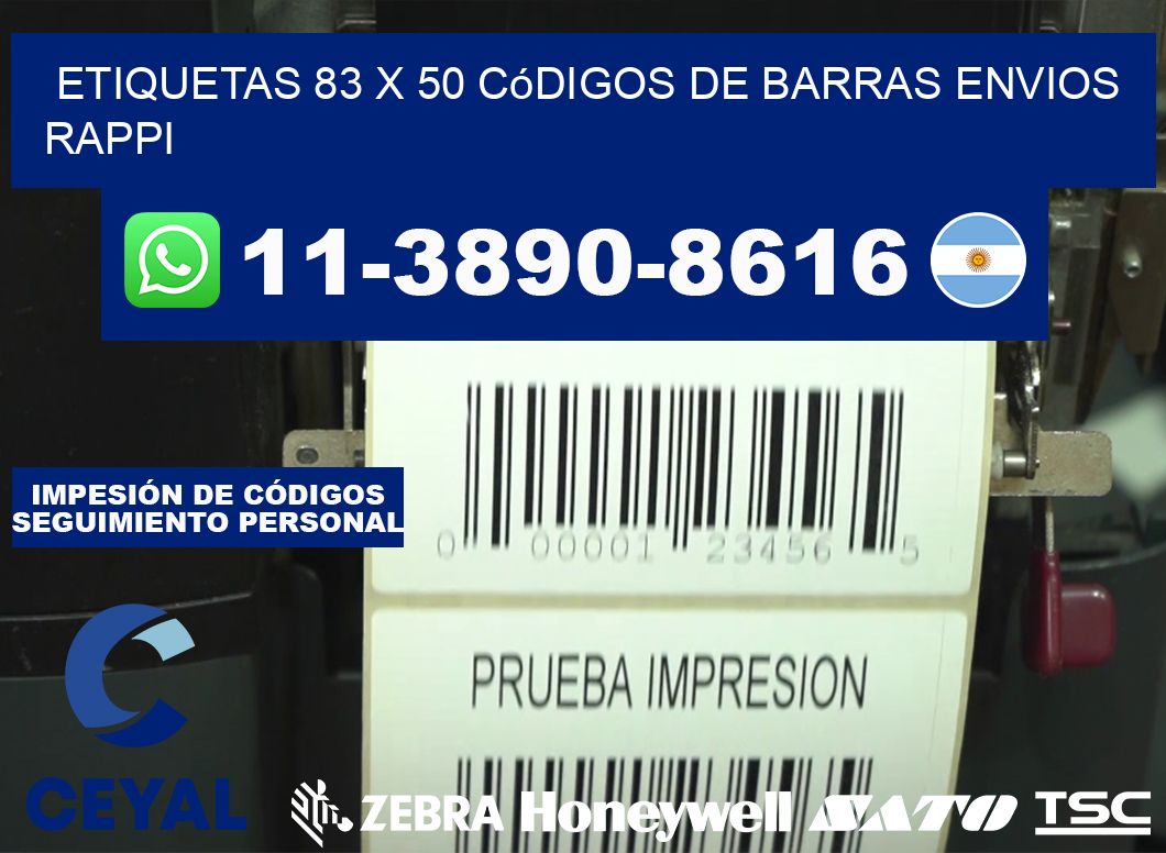 etiquetas 83 x 50 códigos de barras envios rappi