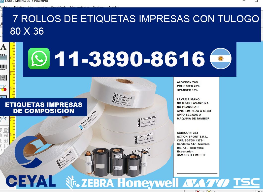 7 rollos de etiquetas impresas con tulogo 80 x 36