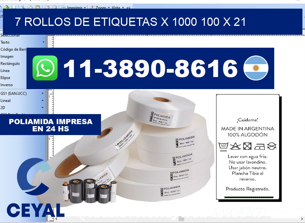 7 rollos de etiquetas x 1000 100 x 21