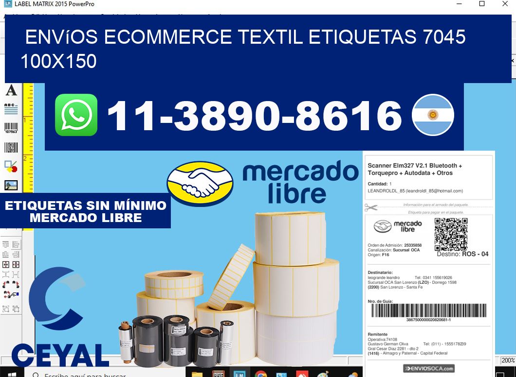 Envíos Ecommerce textil etiquetas 7045 100x150