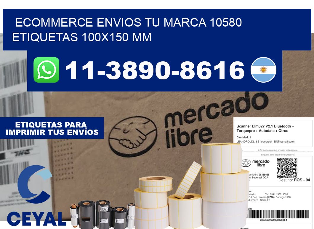 ecommerce envios tu marca 10580  etiquetas 100x150 mm